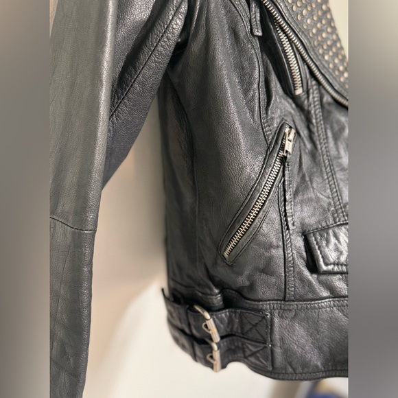 Allsaints - Leather Studded Moto Jacket - Picture 12 of 16